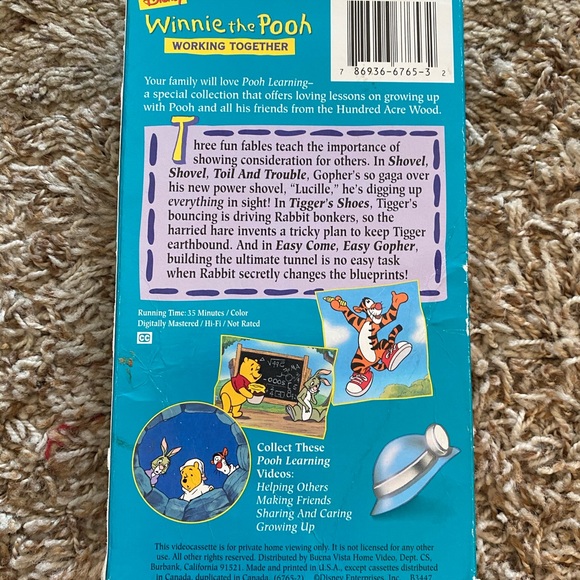 WINNIE THE POOH LEARNING VHS - Picture 2 of 2